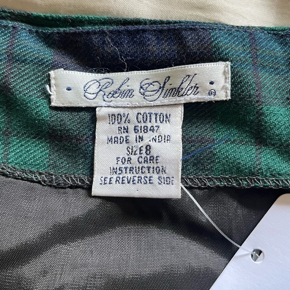 Robin Sinkler Vintage Green and Blue Plaid Pencil Skirt - Picture 5 of 6